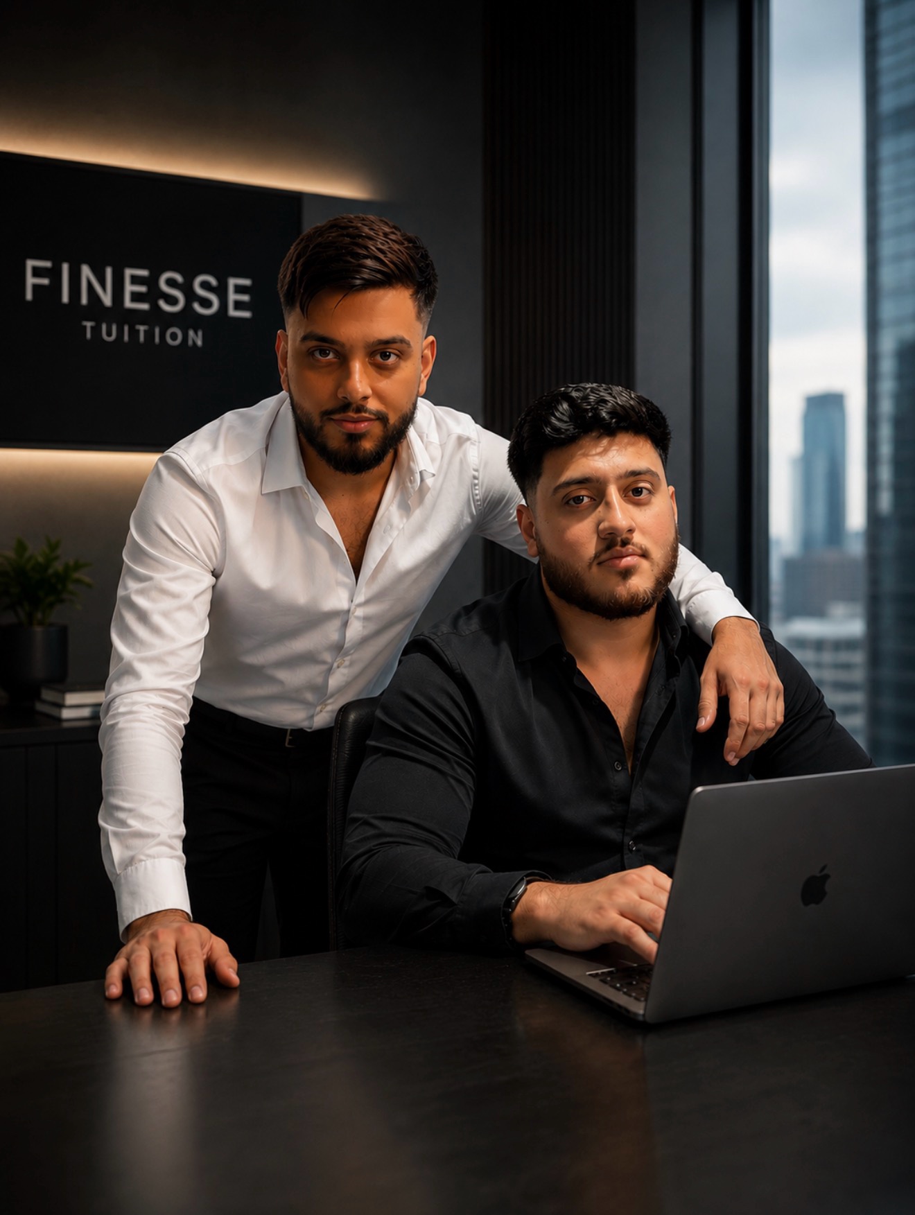 Amman and Hassan, founders of Finesse Tuition, in the Finesse Tuition office